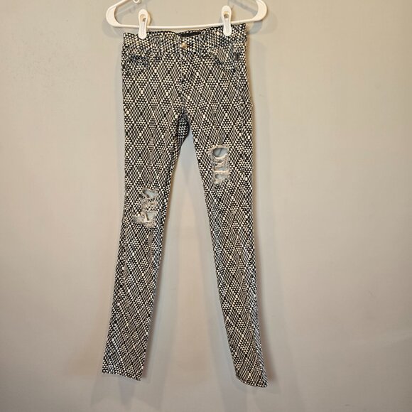 Tripp NYC Daang Goodman Skinny Jeans Geometric Distressed Juniors 1 Black White - Picture 12 of 12